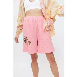 Urban Outfitters UO Vacation Bermuda Shorts Pink High Waisted XXXL PS New 251993